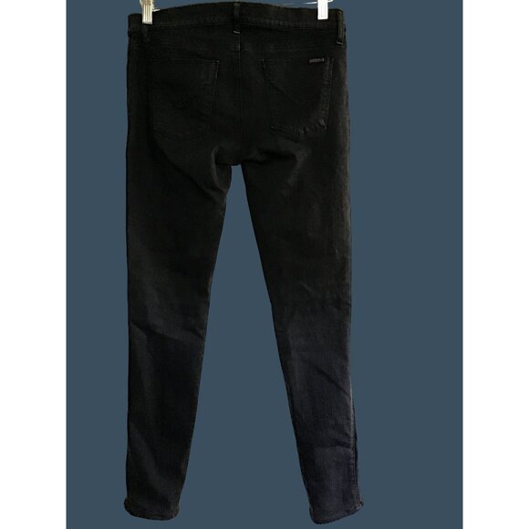 HUDSON-WOMENS BLACK 91.5% COTTON WITH 100% LAMB NAPPA SUPER SKINNY JEANS SIZE 28 - Picture 2 of 9